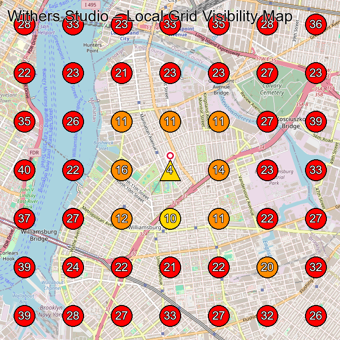 Withers Studio GeoGrid visibility map for Furniture Maker in New York